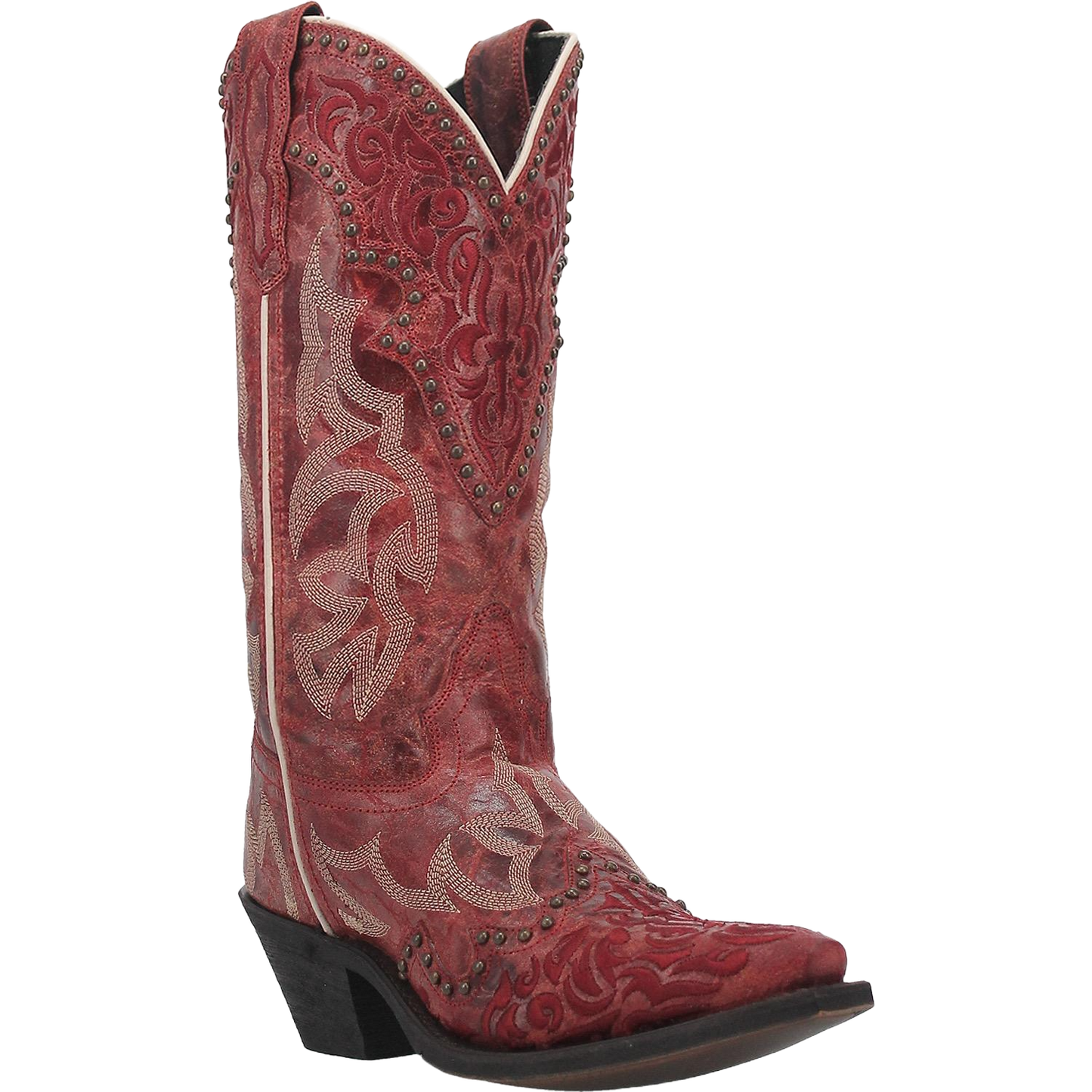 Laredo Ladies Braylynn Snip Toe Studded Red Western Boots 52411