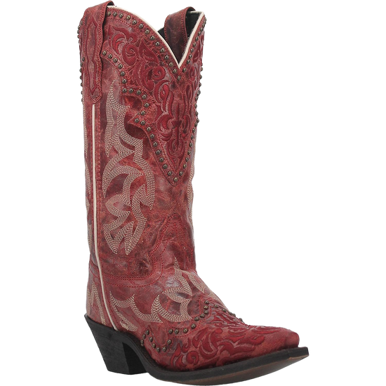 Laredo Ladies Braylynn Snip Toe Studded Red Western Boots 52411