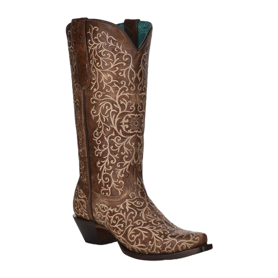 Corral Ladies Full Embroidery Brown Leather Western Boots A4149