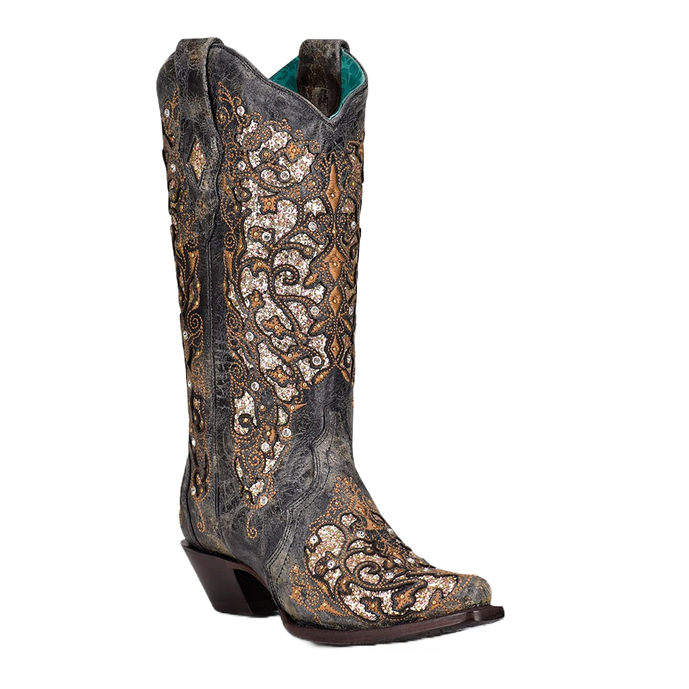 Corral Ladies Studs & Crystals with Black Inlay Boots A4231