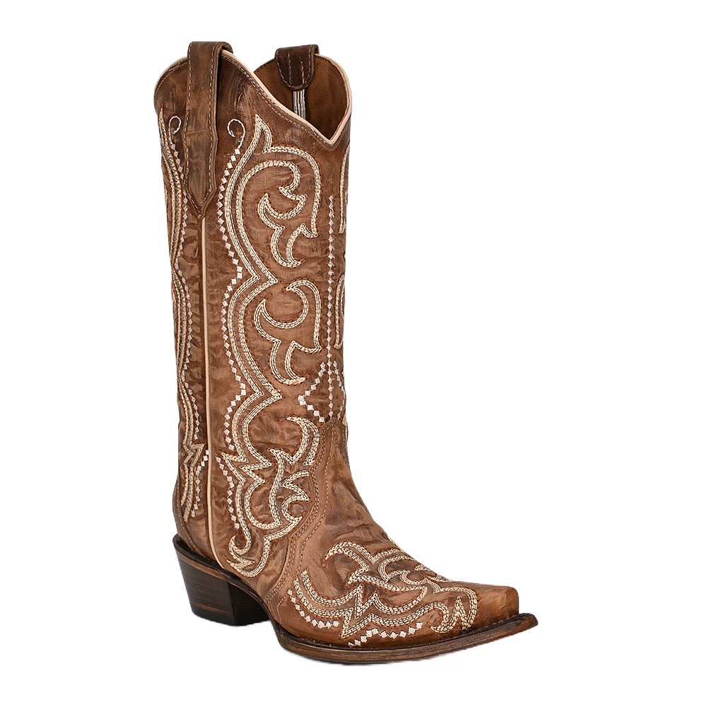 Circle G By Corral Ladies Brown Sequence Embroidery Boots L5893
