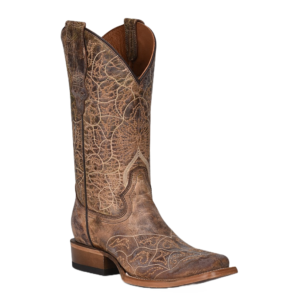 Circle G by Corral Ladies Embroidered Square Toe Brown Western Boots L2025