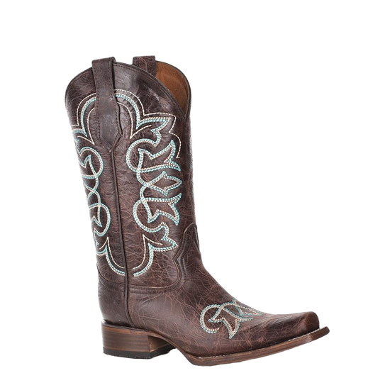 Circle G by Corral Ladies Embroidered Brown & Turquoise Western Boots L5640