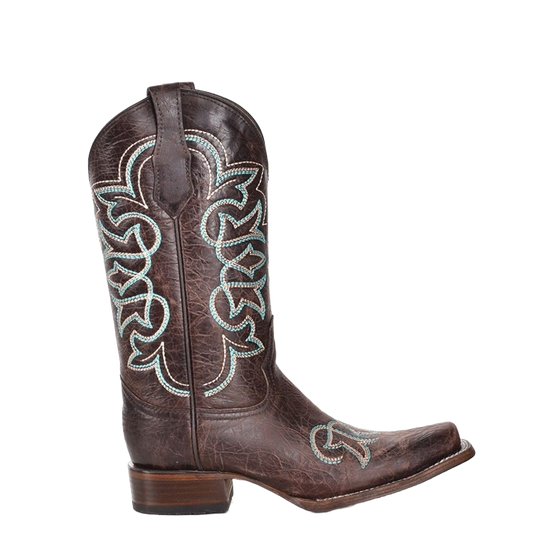 Circle G by Corral Ladies Embroidered Brown & Turquoise Western Boots L5640