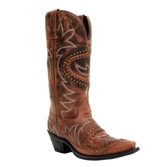 Load image into Gallery viewer, Laredo® Ladies Tan Twistz Studded Brown Snip Toe Boots  52390
