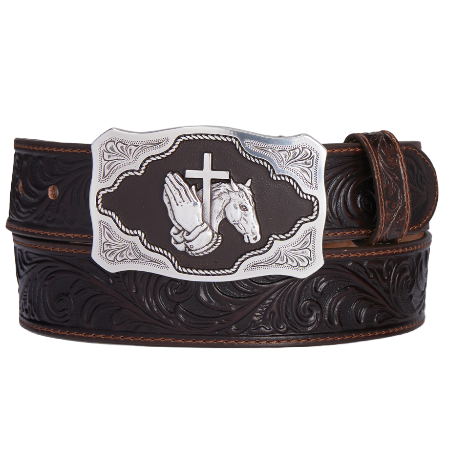 Tony Lama® Men's Floral Faith Brown Leather Belt C42795
