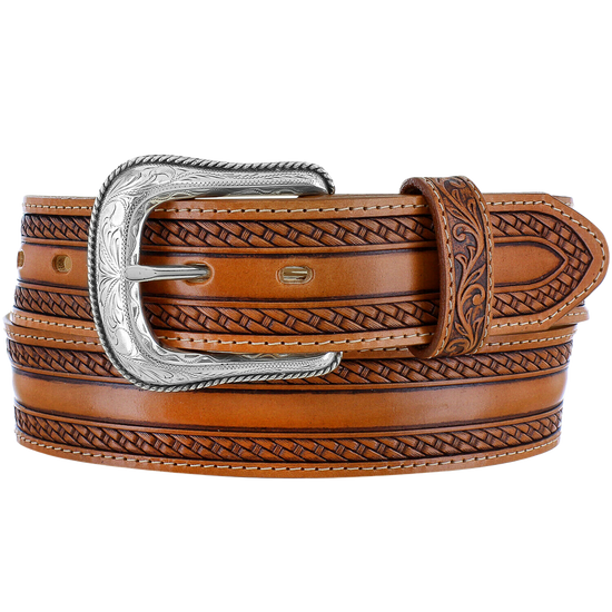Tony Lama Men's The Wild Bill Brown  Basket Weave Belt C42515