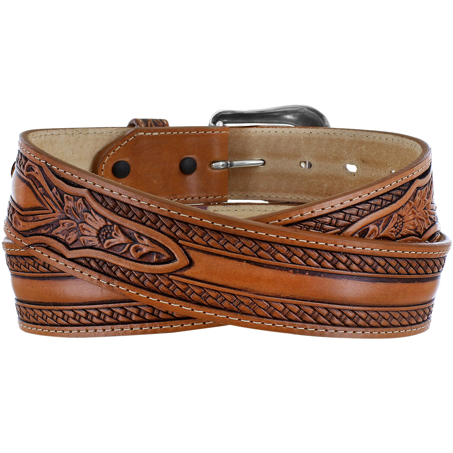 Tony Lama Men's The Wild Bill Brown  Basket Weave Belt C42515