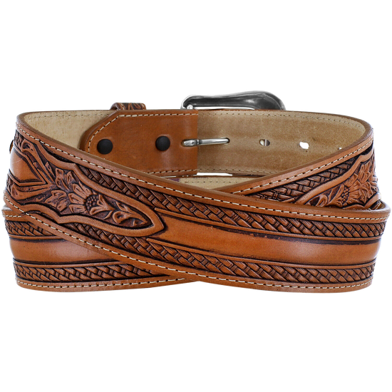 Tony Lama Men's The Wild Bill Brown  Basket Weave Belt C42515