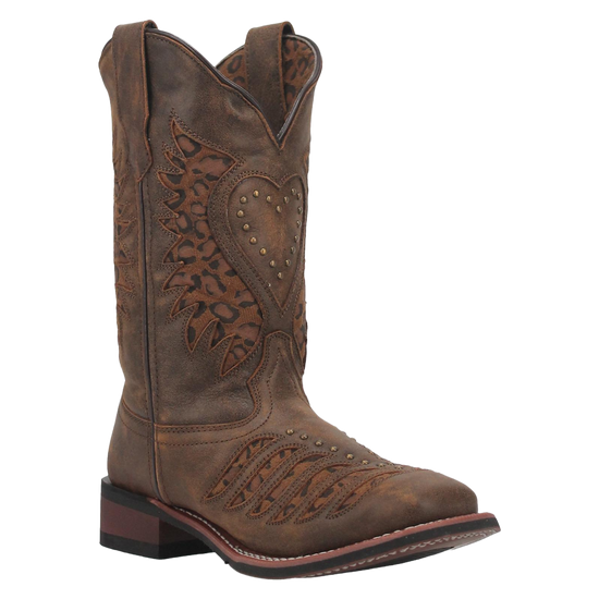 Laredo® Ladies Emmylou Leopard Print Inlay Brown Western Boots 5889