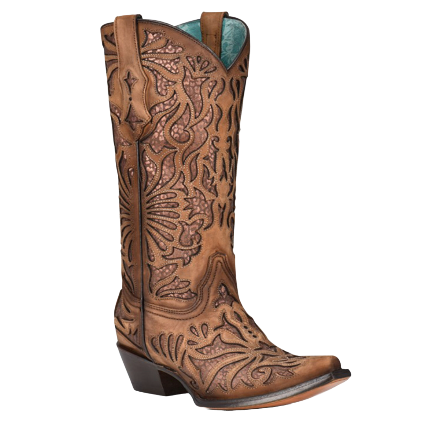 Corral® Ladies Shedron Inlay Snip Toe Brown Western Boots C3813
