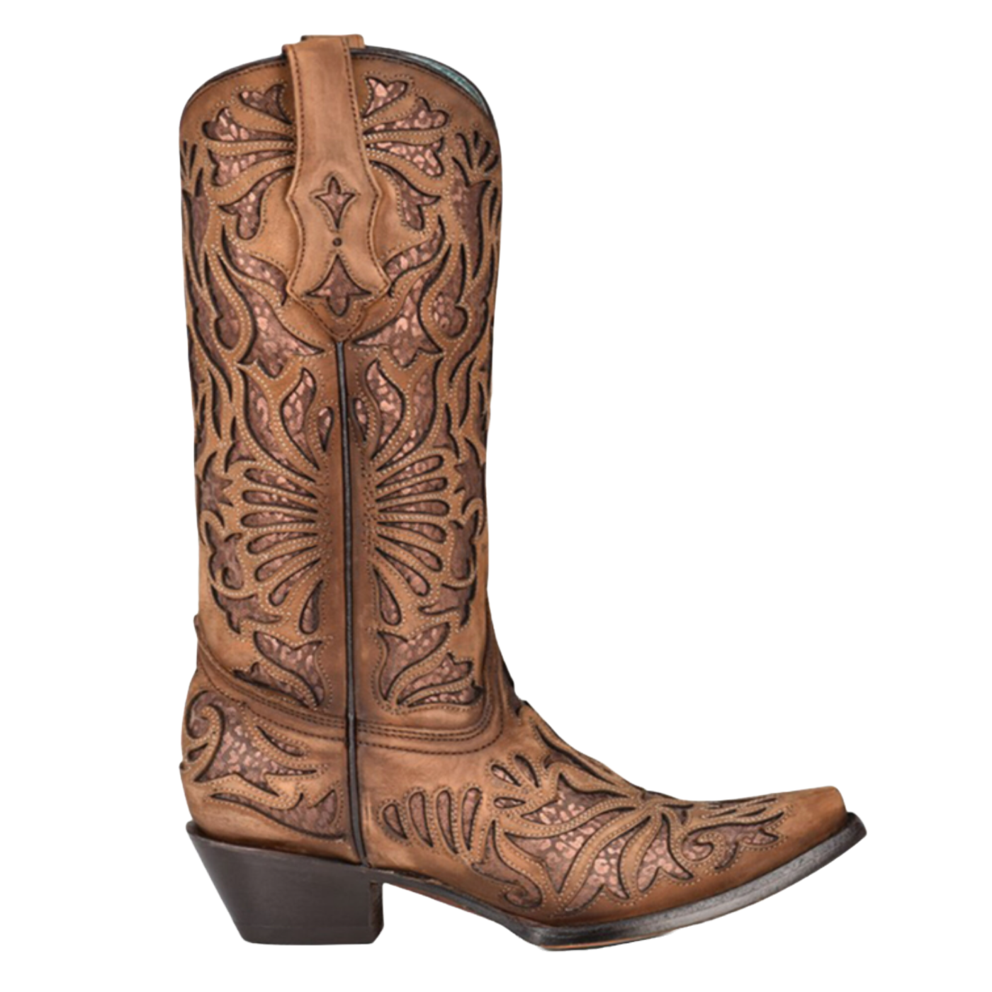 Corral® Ladies Shedron Inlay Snip Toe Brown Western Boots C3813