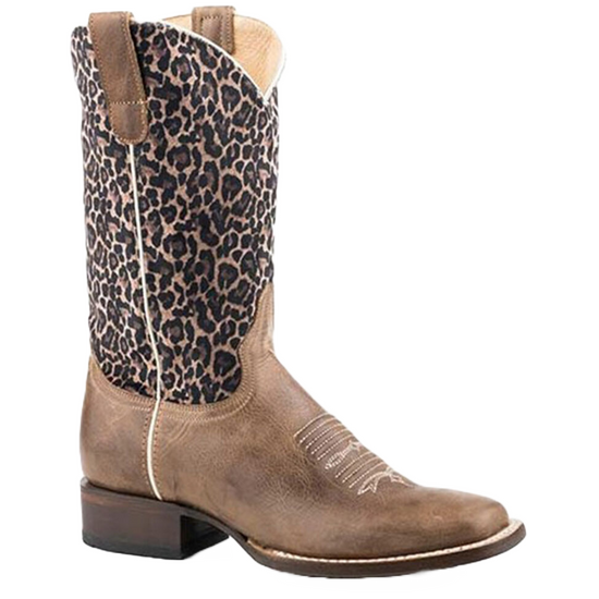Roper® Ladies Cheetah Brown Square Toe Boots 09-021-7016-8260