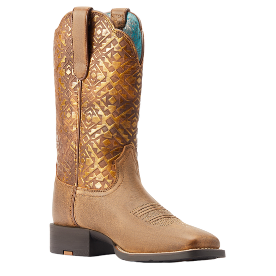 Ariat Ladies Round Up Brown & Copper Emboss Western Boots 10044431