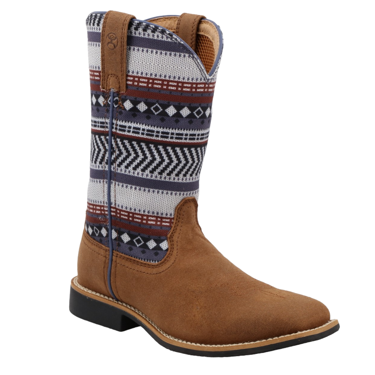 Twisted X Children's Hooey Aztec Print & Brown Square Toe Boots YHY0012