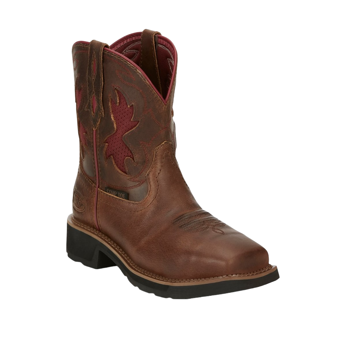 Justin Ladies Lathey Brown Nano Composite Square Toe Work Boots GY9962
