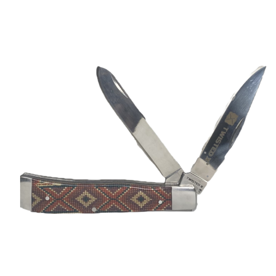 Twisted X® Men's Double Blade Brown & Rust Aztec Pocket Knife XK307