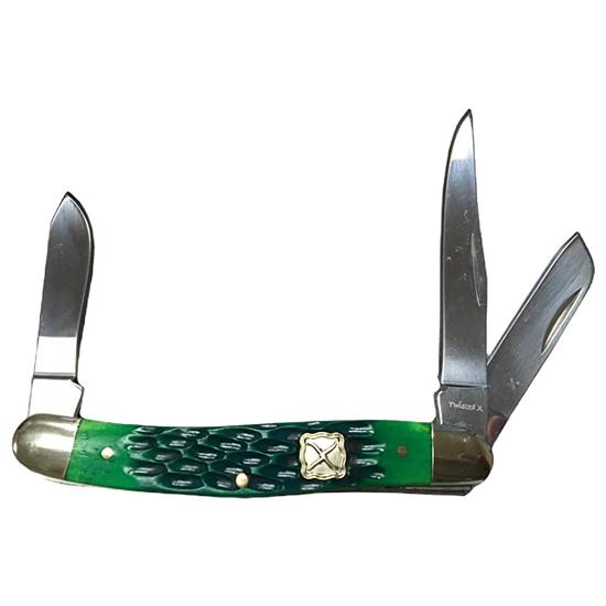 Twisted X® Unisex Green Bone Three Blade Trapper Knife XK1002