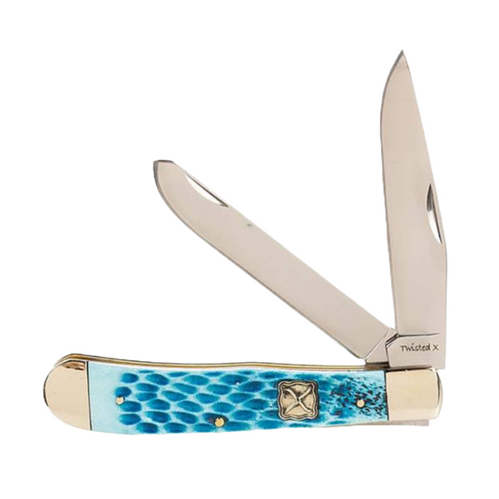 Twisted X® Blue Bone Double Blade Trapper Knife XK8001