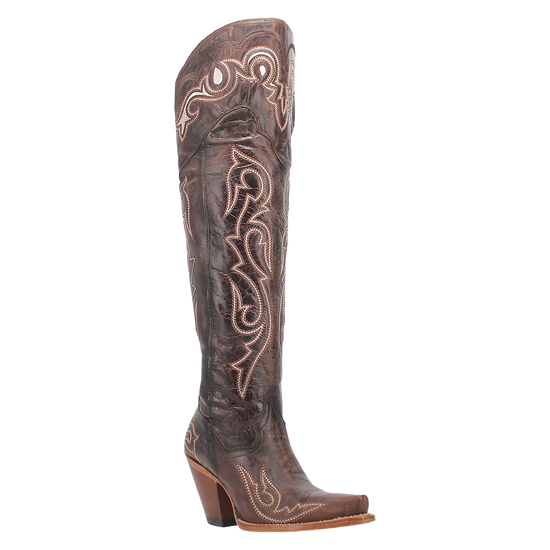 Dan Post® Ladies Kommotion Chocolate Snip Toe Tall Leather Boot DP4342