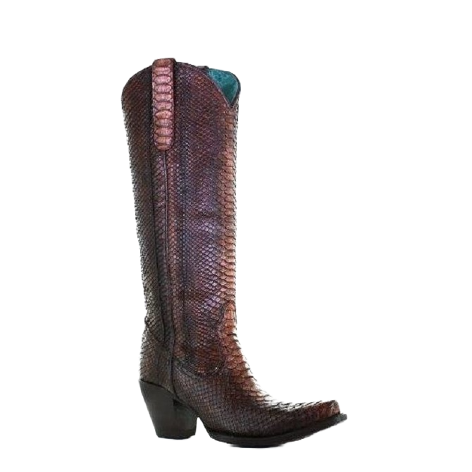 Corral Ladies Brown Python Full Exotic Tall Top Boots A4070