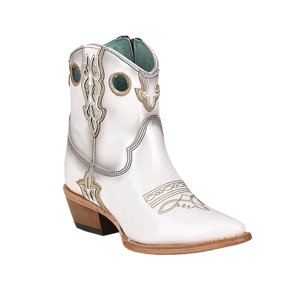 Corral® Ladies White & Gold Overlay Pointed Toe Ankle Booties C3898