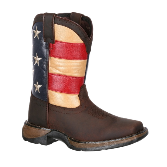 Durango Kid's 8" Brown & Union Flag Brown Western Boots
