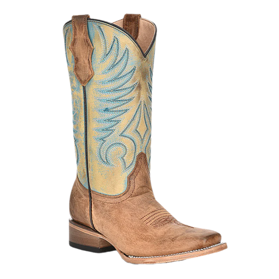 Circle G By Corral® Distressed Honey Brown & Blue Square Toe Boots J7126