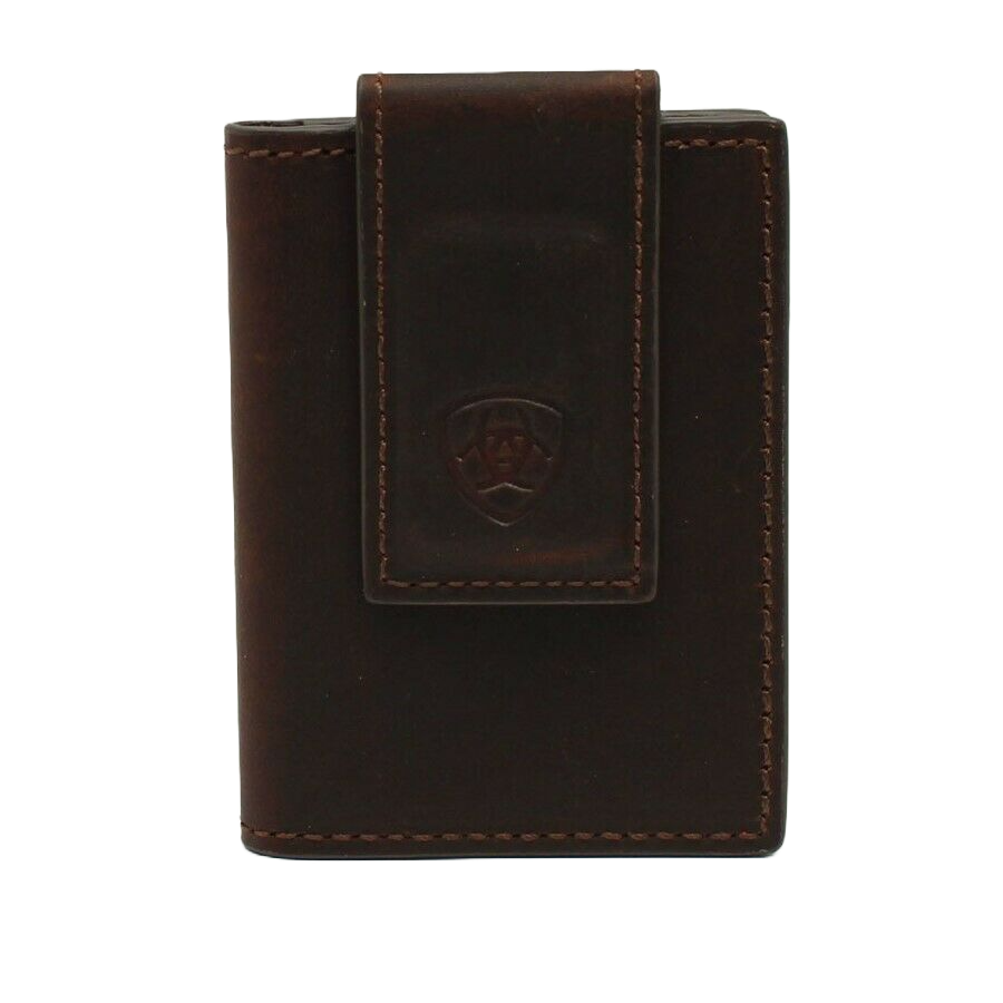 Ariat Brown Bi-fold Money Clip Wallet w/ Shield Logo A3543744