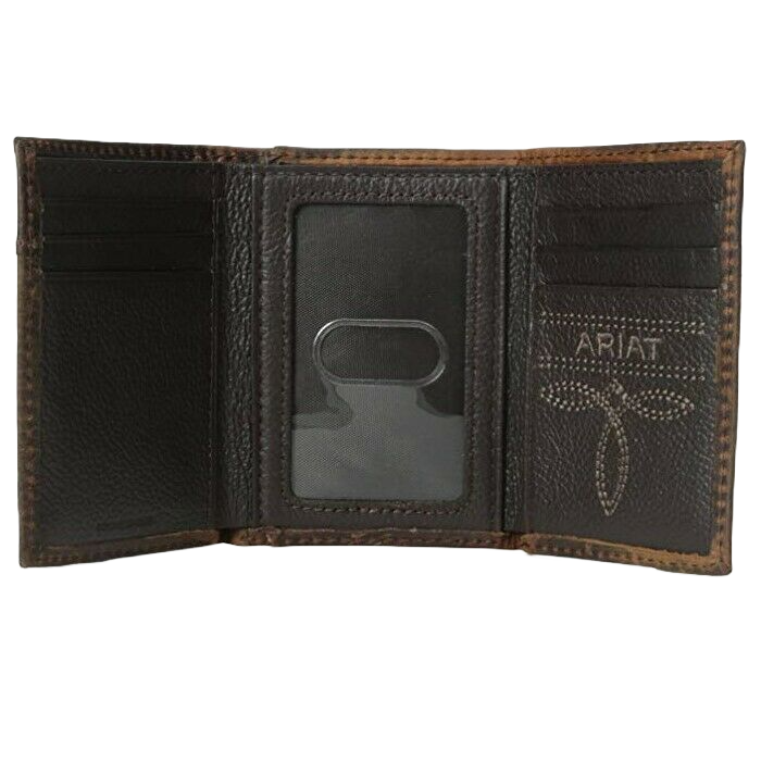 Ariat Brown Tri-fold Rodeo Wallet with Shield Logo A3511002
