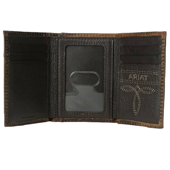 Ariat Brown Tri-fold Rodeo Wallet with Shield Logo A3511002