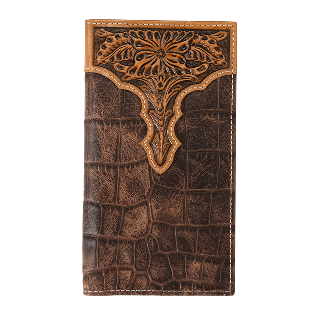 Ariat Croc Print Brown Leather Wallet A3552802