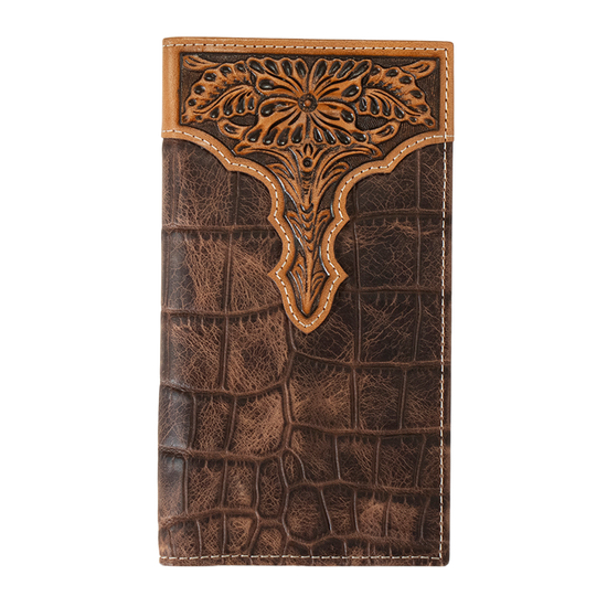 Ariat Croc Print Brown Leather Wallet A3552802