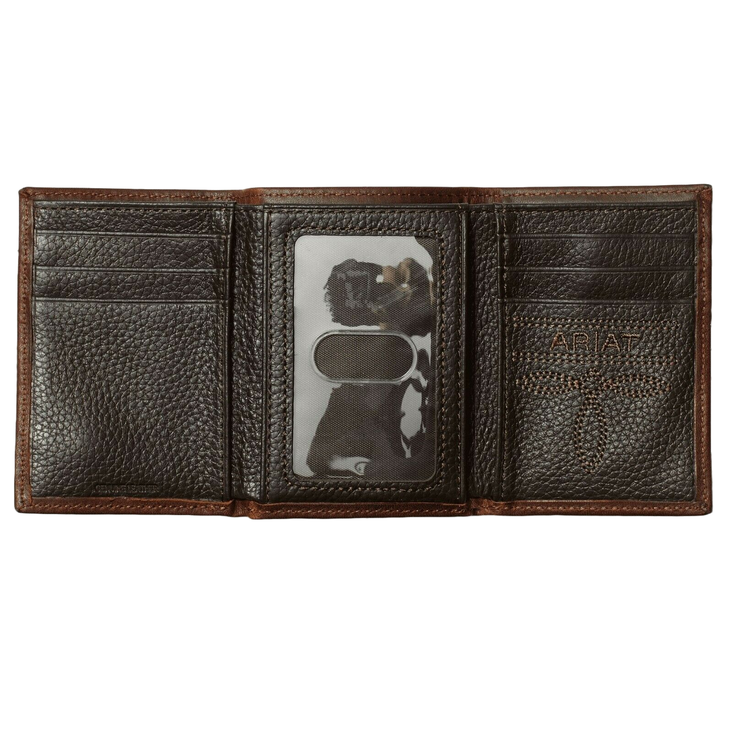 Ariat Dark Copper Tri-Fold Wallet with Small Shield Logo A35122283