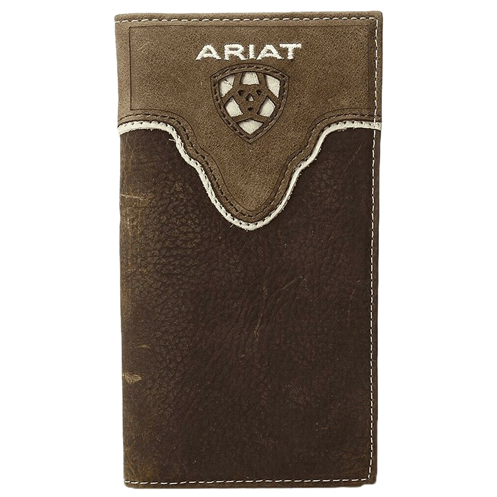 Ariat Distressed Brown Shield Inlay Rodeo Bi-Fold Wallet A3531244