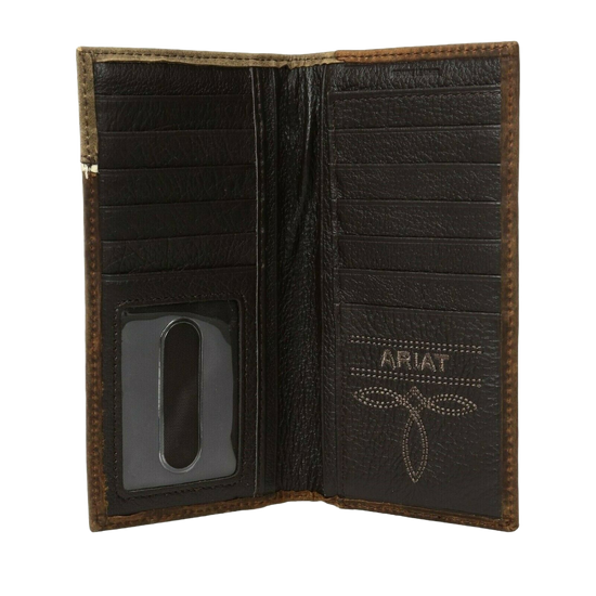 Ariat Distressed Brown Shield Inlay Rodeo Bi-Fold Wallet A3531244