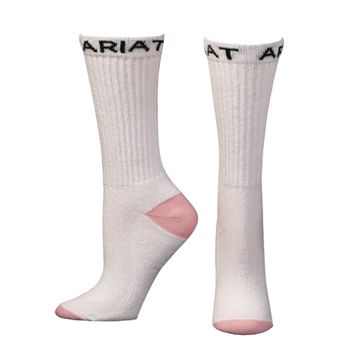 Ariat Ladies 3 Pack White & Pink Crew Socks A2500605