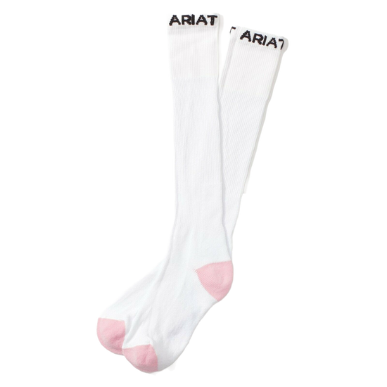 Ariat Ladies 3 Pack White & Pink Over The Calf Socks A2500405