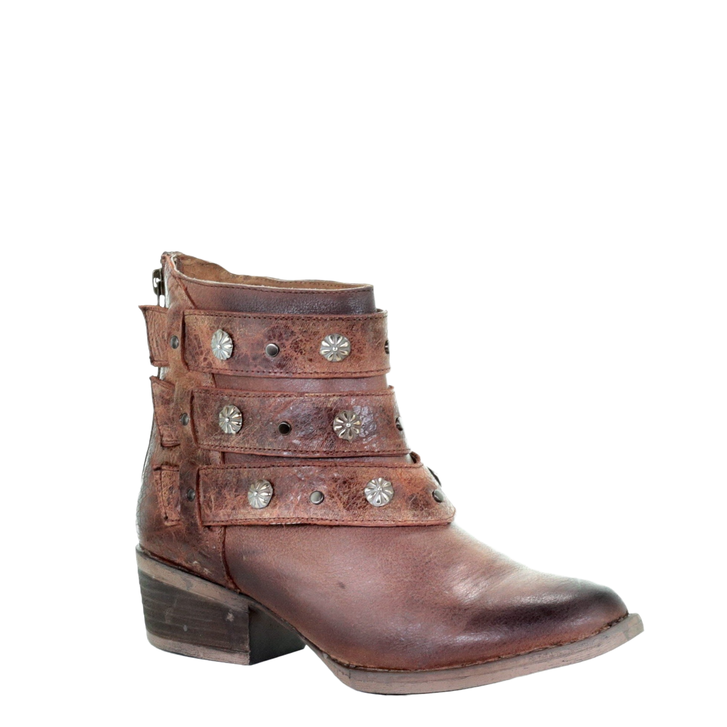 Circle G by Corral Ladies Harness Ankle Cognac Bootie Shoe Q5058