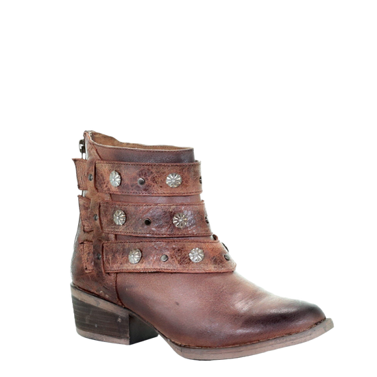 Circle G by Corral Ladies Harness Ankle Cognac Bootie Shoe Q5058