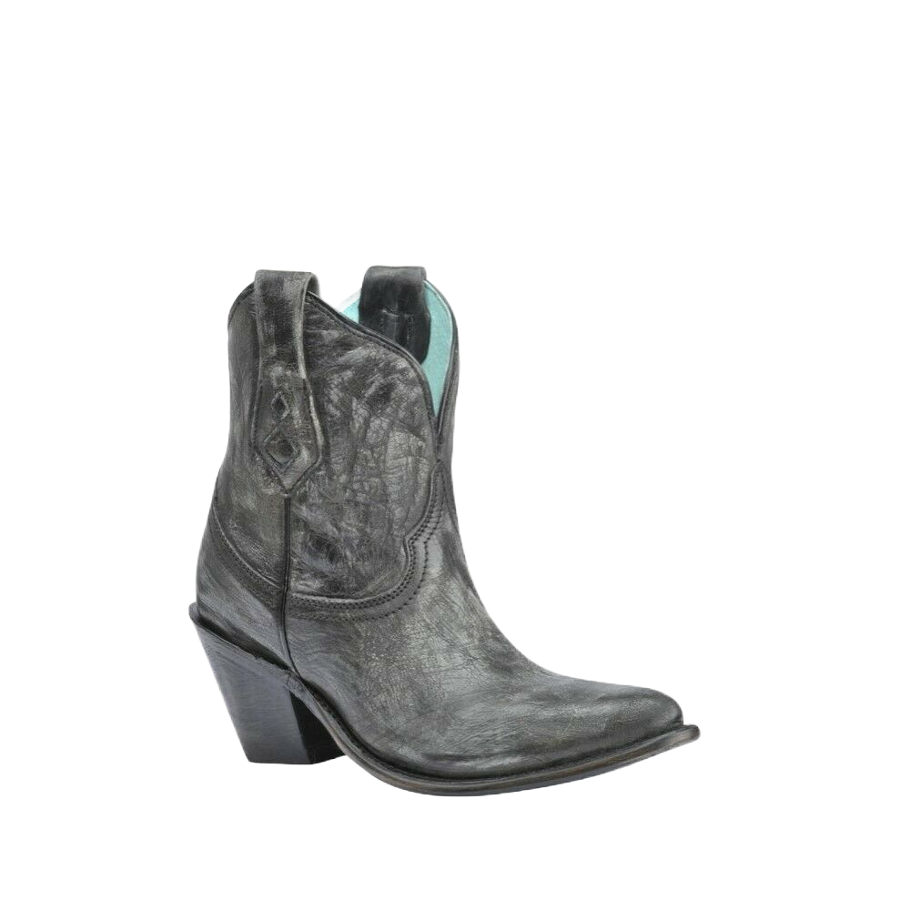 Corral Ladies Distressed Snip Toe Black Ankle Boots A3243