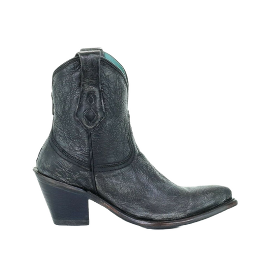 Corral Ladies Distressed Snip Toe Black Ankle Boots A3243