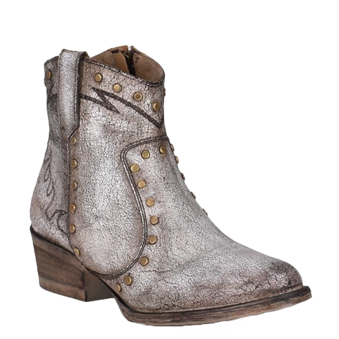 Circle G by Corral Ladies Studs with Grey Embroidery Booties Q5155