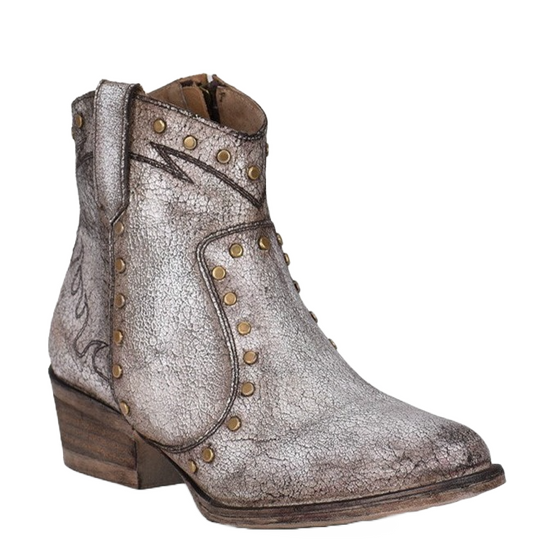 Circle G by Corral Ladies Studs with Grey Embroidery Booties Q5155