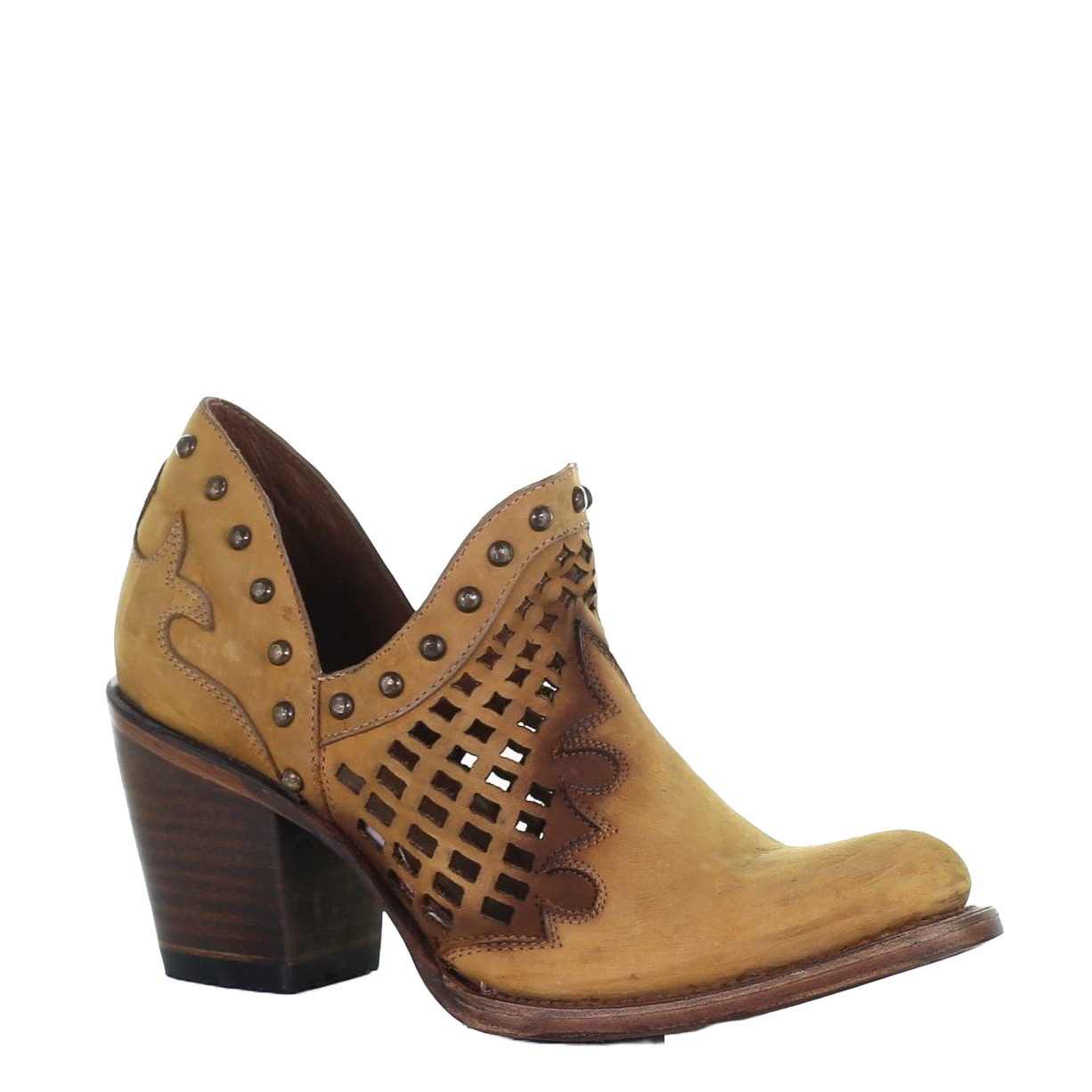 Circle G by Corral Ladies Cut Out & Studs Yellow Ankle Booties Q7006