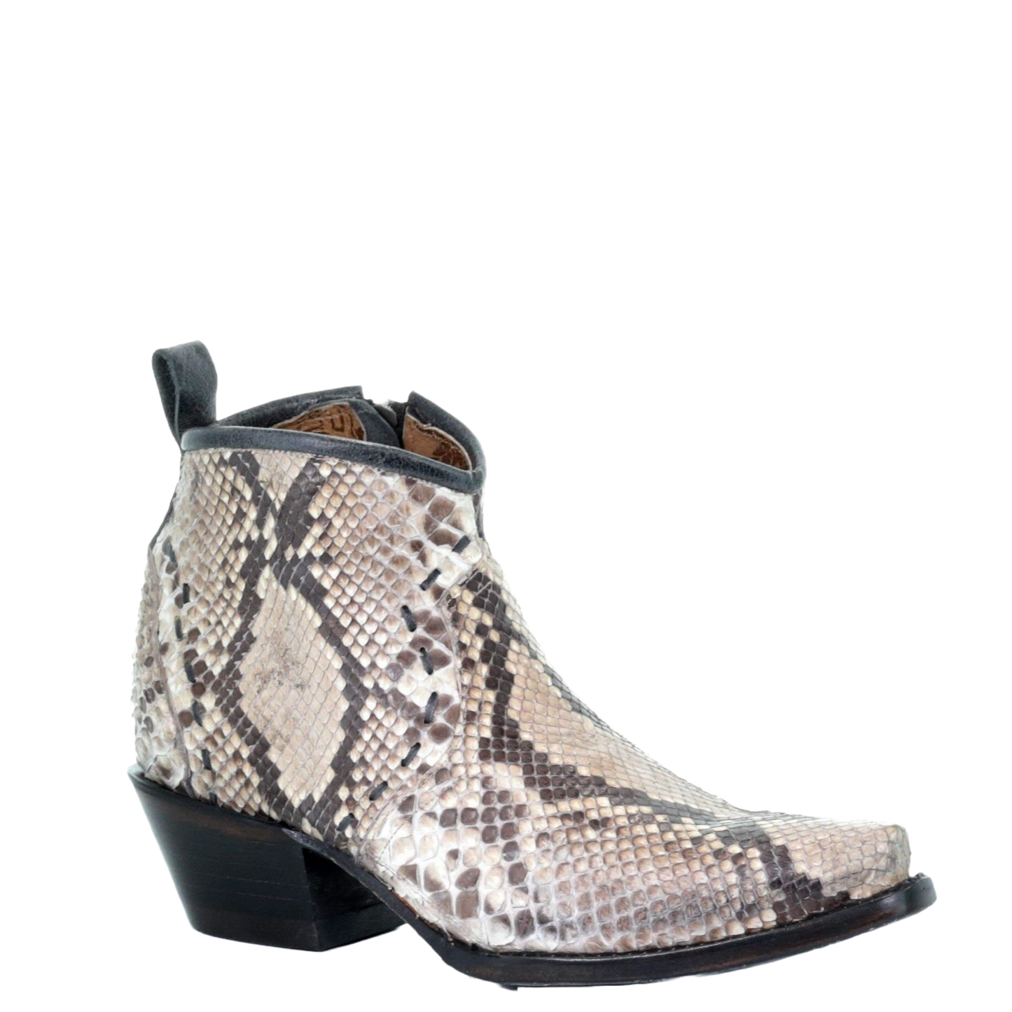 Load image into Gallery viewer, Corral Ladies Natural Python Skin Snip Toe Booties A3655

