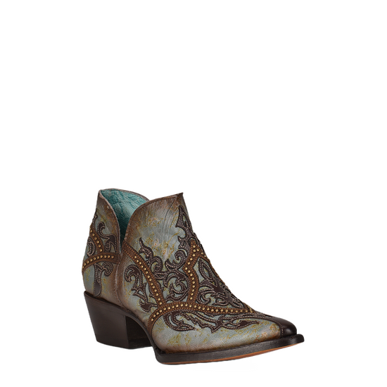 Corral Ladies Studded Overlay Turquoise Pointed Toe Boots C3840
