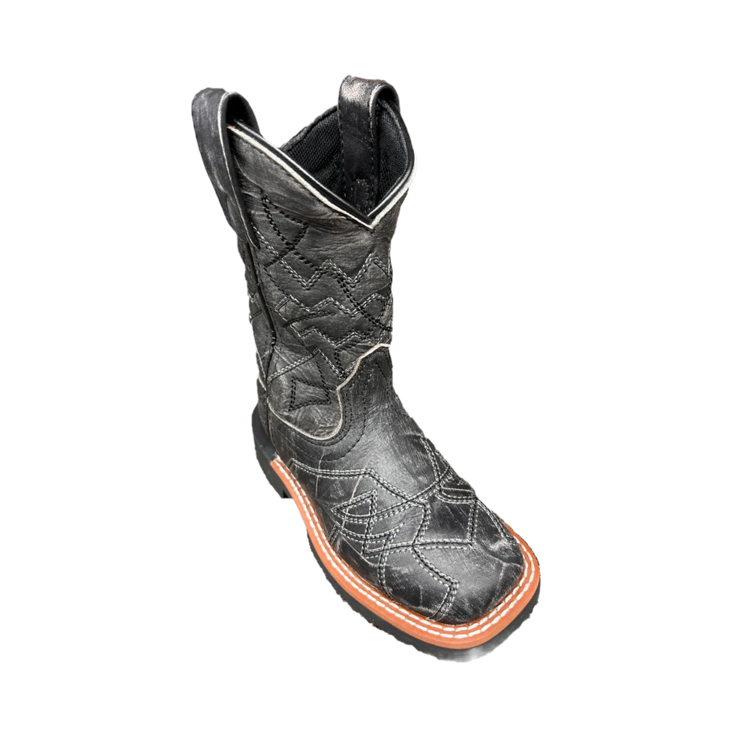 Dan Post® Boy's Quinn Distressed Black Square Toe Leather Boots DPC2939