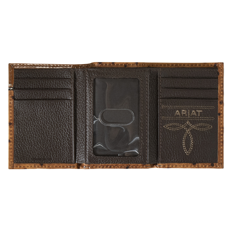 Ariat® Men's Floral Embossed  Brown Tri-Fold Wallet A3553202