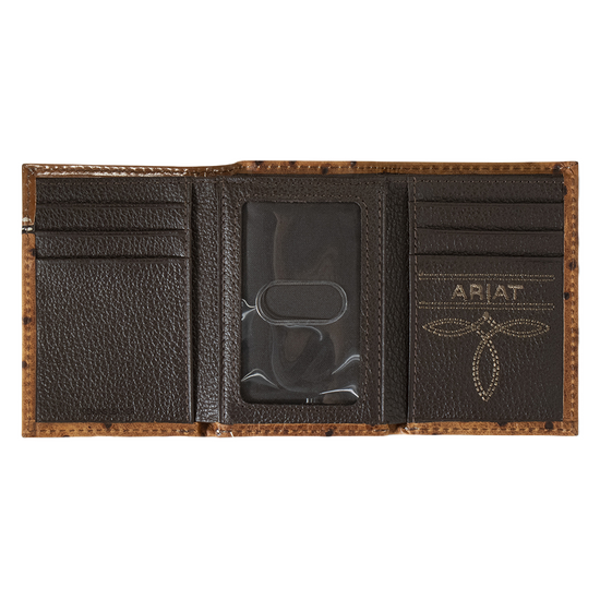Ariat® Men's Floral Embossed  Brown Tri-Fold Wallet A3553202